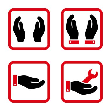 Bakım el düz kare vektör simgesi