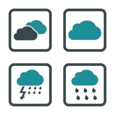 Yağmur bulutları düz kare vektör simgesi
