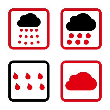 Yağmur bulutları düz kare vektör simgesi