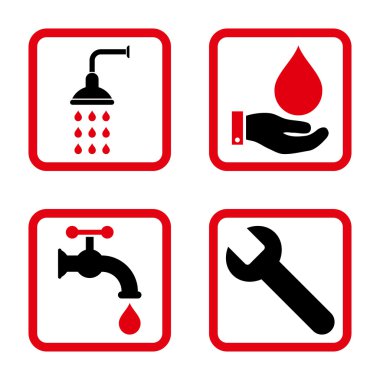 Sıhhi tesisat düz kare vektör simgesi