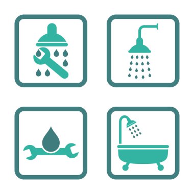 Sıhhi tesisat düz kare vektör simgesi