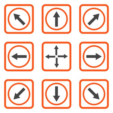 Yön okları düz kare vektör simgesi