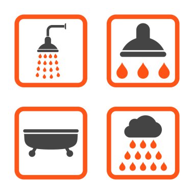 Duş banyo düz kare vektör simgesi