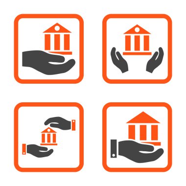 Vektör simge banka hizmet düz kare
