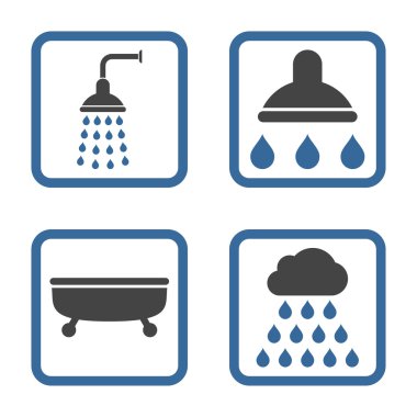 Duş banyo düz kare vektör simgesi