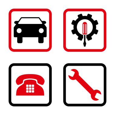 Araba Servisi düz vektör simgesi kare