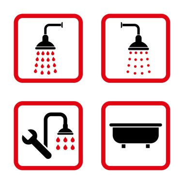 Duş banyo düz kare vektör simgesi