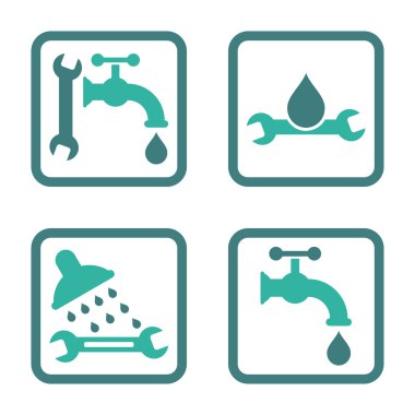 Sıhhi tesisat düz kare vektör simgesi