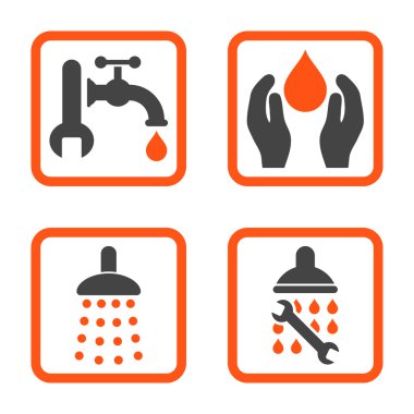 Sıhhi tesisat düz kare vektör simgesi