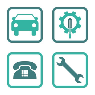 Araba Servisi düz vektör simgesi kare