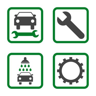 Araba Servisi düz vektör simgesi kare