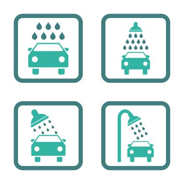 Araba duş düz kare vektör simgesi