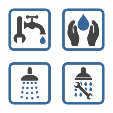 Sıhhi tesisat düz kare vektör simgesi