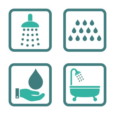 Duş düz kare vektör simgesi