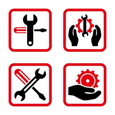 Düz kare vektör simgesi hizmet araçları