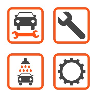 Araba Servisi düz vektör simgesi kare