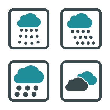 Yağmur bulutları düz kare vektör simgesi