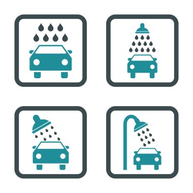 Araba duş düz kare vektör simgesi