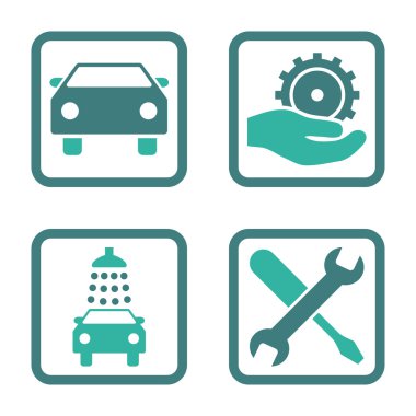 Araba Servisi düz vektör simgesi kare