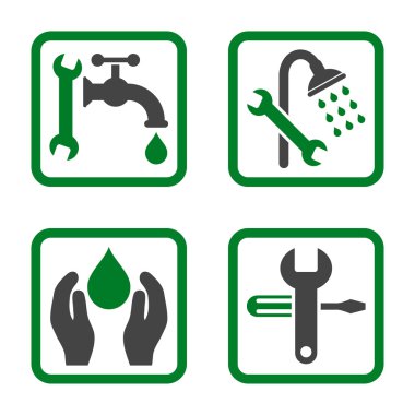 Sıhhi tesisat düz kare vektör simgesi