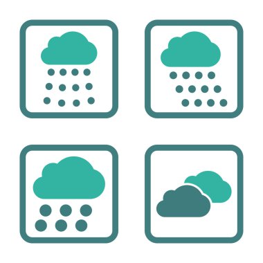 Yağmur bulutları düz kare vektör simgesi