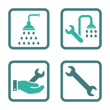 Sıhhi tesisat düz kare vektör simgesi