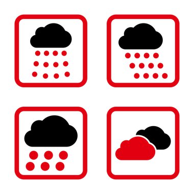 Yağmur bulutları düz kare vektör simgesi