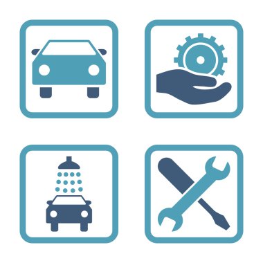 Araba Servisi düz vektör simgesi kare