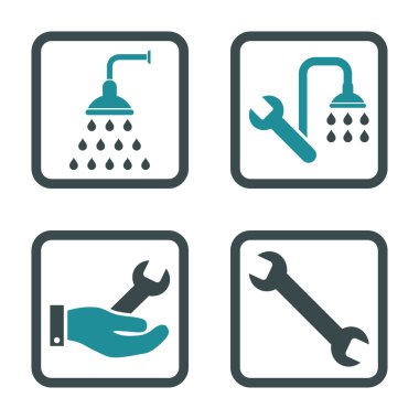 Sıhhi tesisat düz kare vektör simgesi