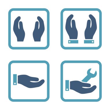 Bakım el düz kare vektör simgesi