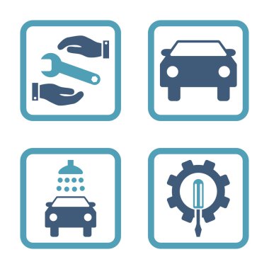 Araba Servisi düz vektör simgesi kare