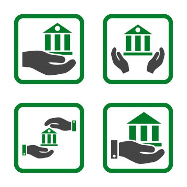 Vektör simge banka hizmet düz kare