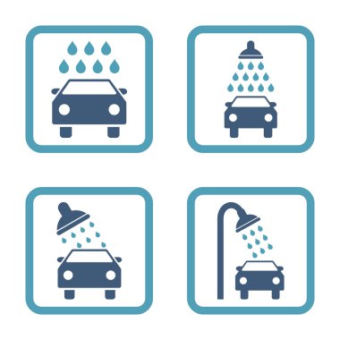 Araba duş düz kare vektör simgesi