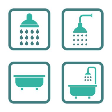 Banyo duş düz kare vektör simgesi