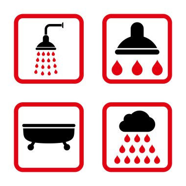 Duş banyo düz kare vektör simgesi