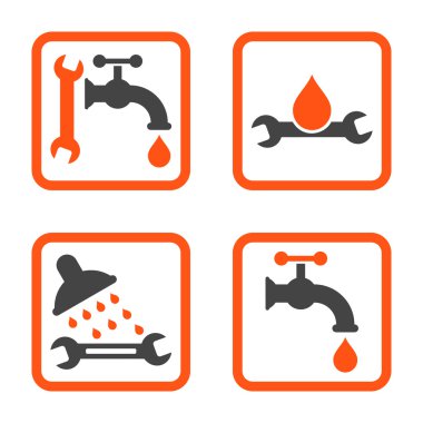 Sıhhi tesisat düz kare vektör simgesi