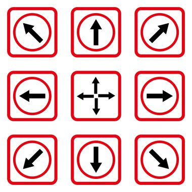 Yön okları düz kare vektör simgesi