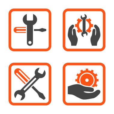 Düz kare vektör simgesi hizmet araçları