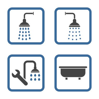 Duş banyo düz kare vektör simgesi