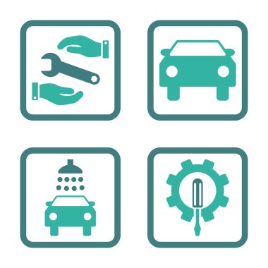 Araba Servisi düz vektör simgesi kare