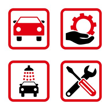Araba Servisi düz vektör simgesi kare