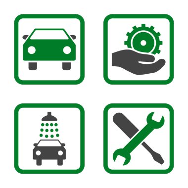 Araba Servisi düz vektör simgesi kare