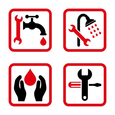 Sıhhi tesisat düz kare vektör simgesi