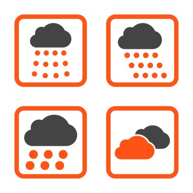 Yağmur bulutları düz kare vektör simgesi