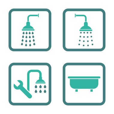 Duş banyo düz kare vektör simgesi