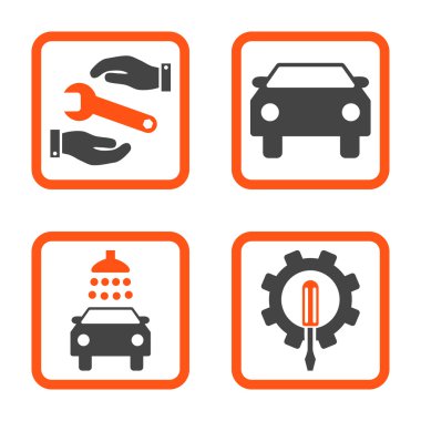 Araba Servisi düz vektör simgesi kare
