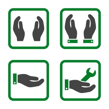 Bakım el düz kare vektör simgesi