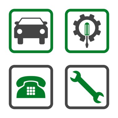 Araba Servisi düz vektör simgesi kare