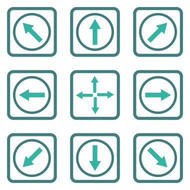 Yön okları düz kare vektör simgesi