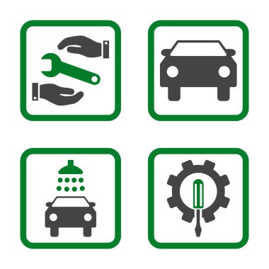 Araba Servisi düz vektör simgesi kare